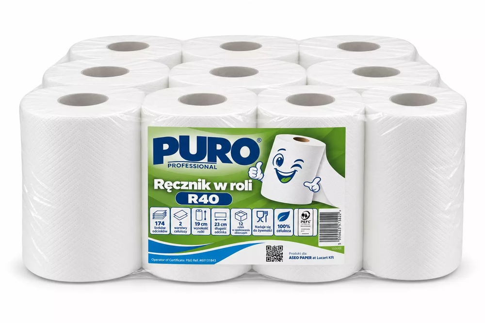 Ręcznik celulozowy w roli PURO Professional R40 – 12 rolek 1
