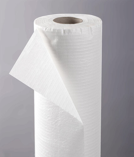 Podkład podfoliowany  szer. 40 cm  x 50 metrów, biały , perf. co 38 cm 1