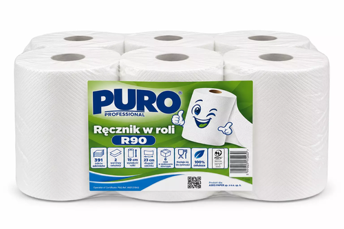 Ręcznik celulozowy w roli PURO Professional R90 – 6 rolek 1